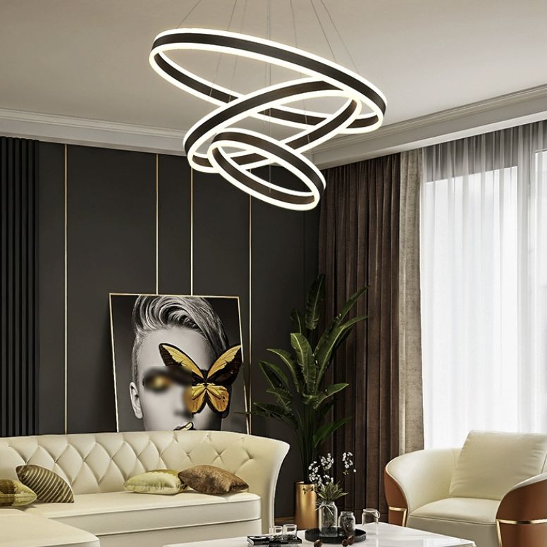 Lampadari moderni per sala da pranzo multipli anelli di illuminazione lampadario