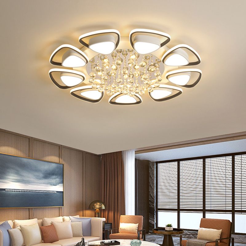Zwart-witte driehoekige inbouw moderne acryl LED-plafondlamp met kristallen druppels