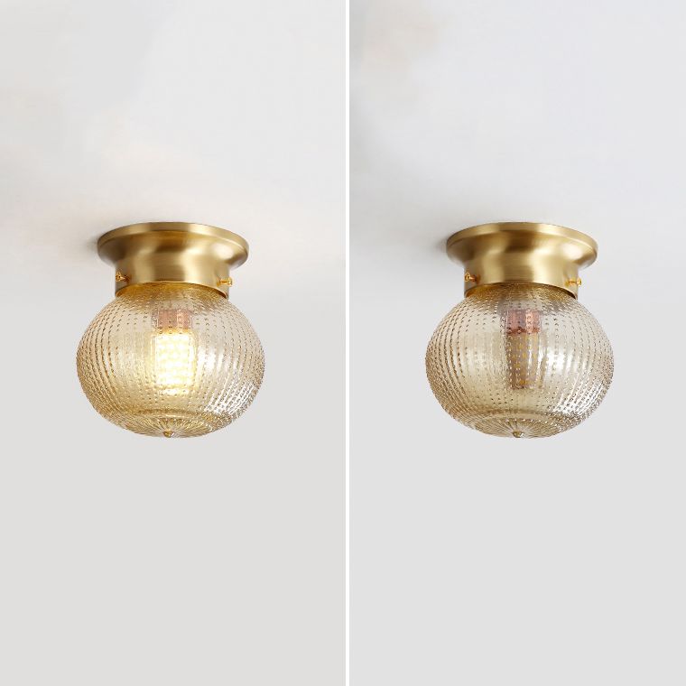 Glass Ceiling Light Fixture Simplistic Gold Round Aisle Ceiling Fixture