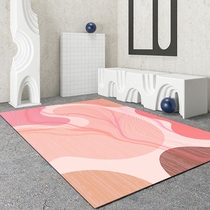 Simple Abstract Color Block Rug Polyester Rug Anti-Slip Backing Carpet for Living Room