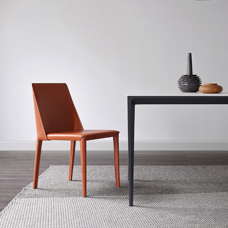 Faux Leather Dining Chairs Contemporary Chairs with Metal Base
