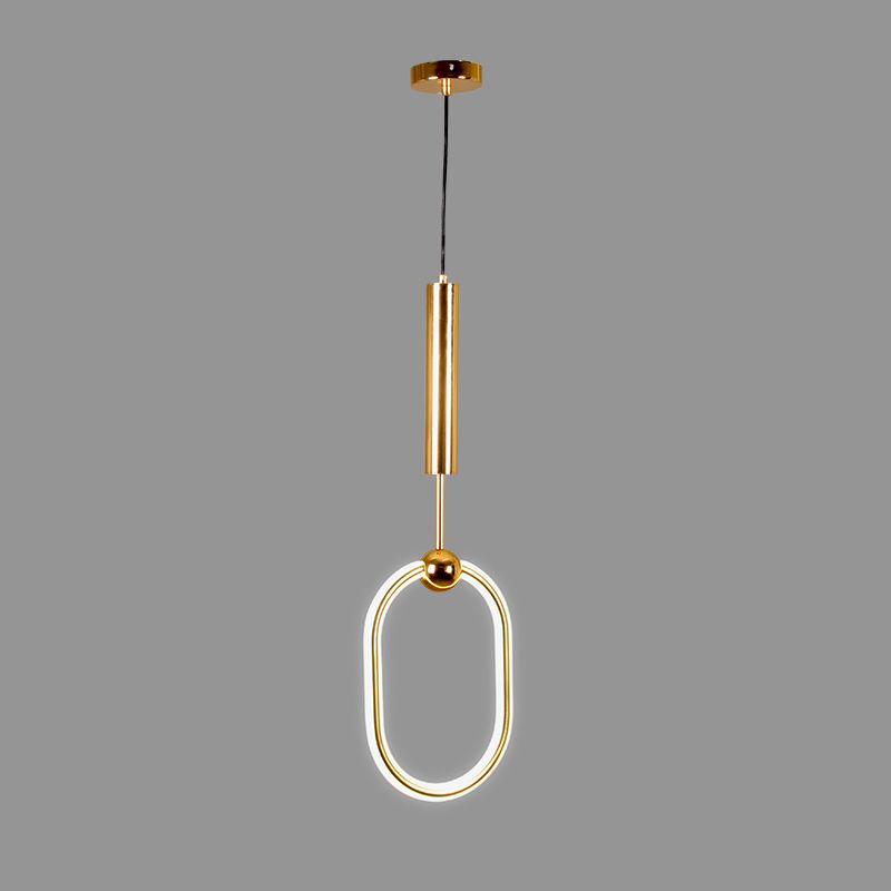 Wrought Iron Gold LED Pendant Light in Modern Luxury Style Acrylic Linear Hanging Lamp for Bedroom