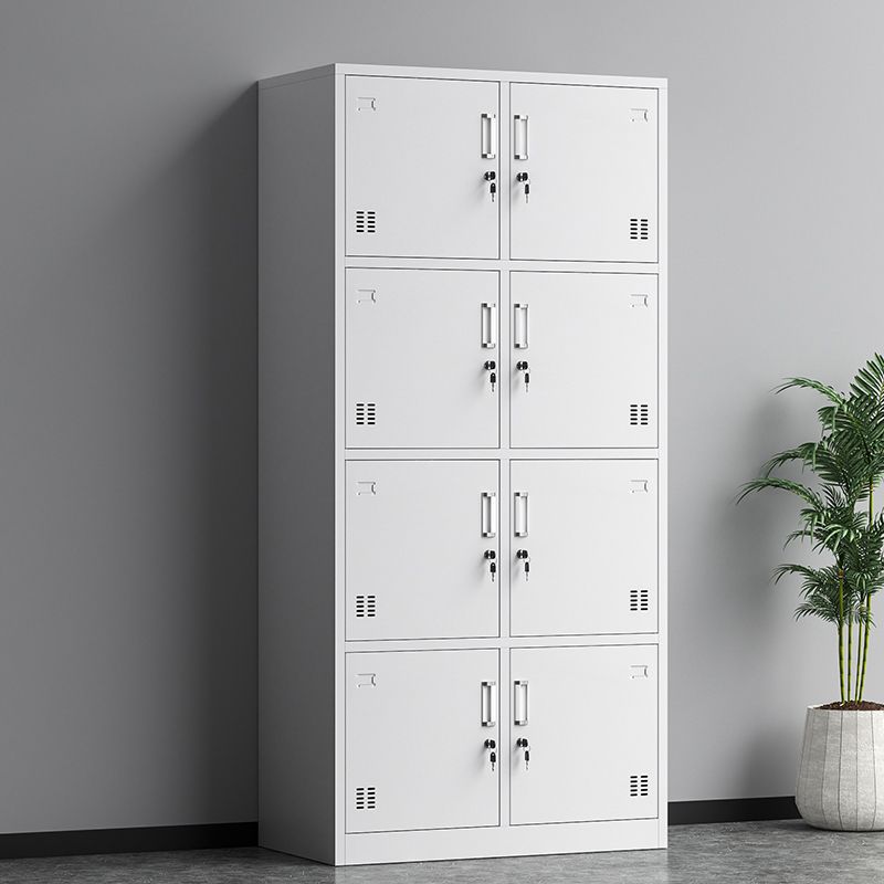 Grey Steel Storage Cabinet for Bathroom Contemporary Cabinet with Hinged Doors