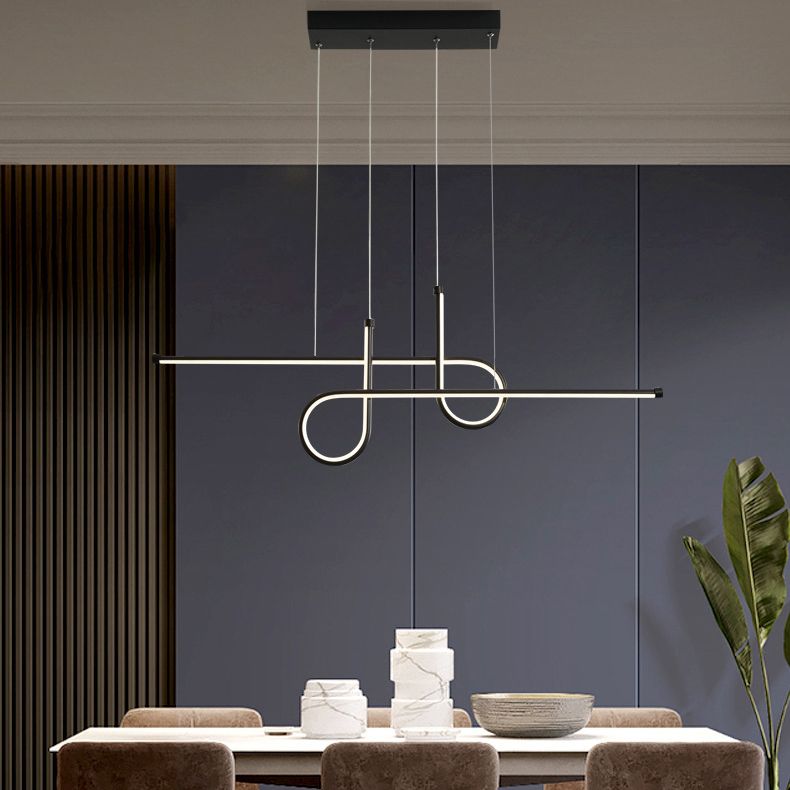 Modern Simplicity LED Island Light Linear 2-Light Pendant Light with Silicone Shade