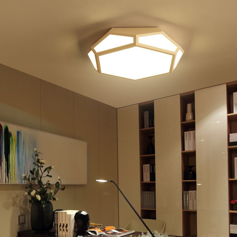 16.5"/20.5" Dia Metal Geometric Flush Mount Lighting with Acrylic Shade Nordic Black/White LED Ceiling Light in Warm/White