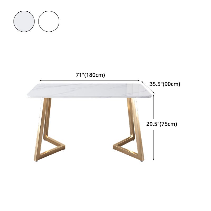Glam Iron Dinette Set 1/2/5 Pieces Rectangle Dining Table Set with White Sintered Stone