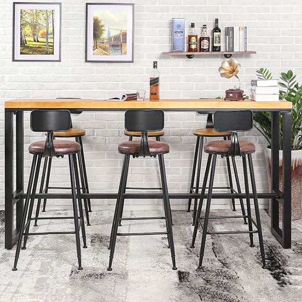 Rectangle Solid Wood Bistro Table Natural Bar Height Pub Table with Footrest