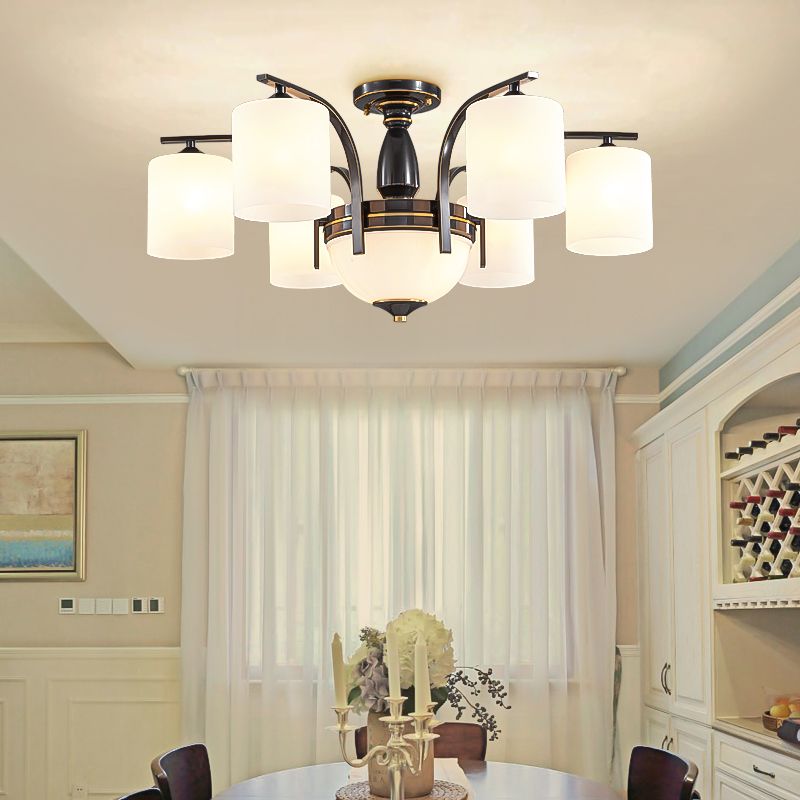 American Style Copper Ceiling Light Cylinder Shape Ceiling Lamp for Bedroom