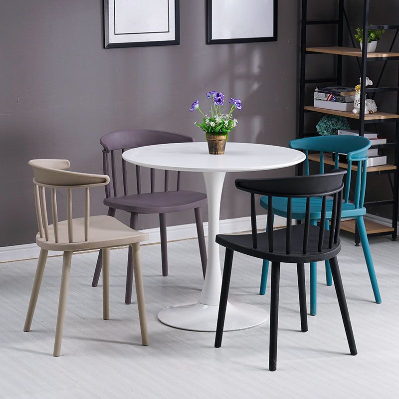 Contemporary Style Dining Chair Armless Chairs with Plastic Legs for Home