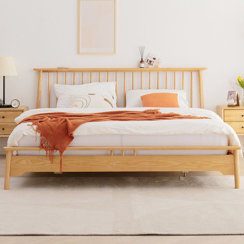Solid Wood Open-Frame Bed Contemporary Ash Standard Bed with Legs