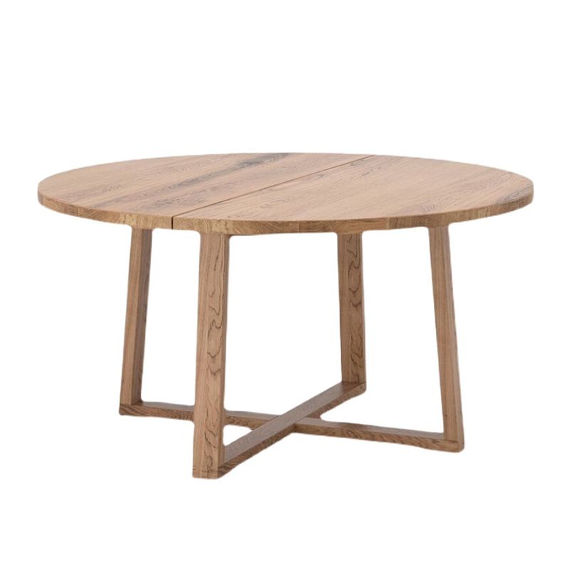 Contemporary Style Dining Table Solid Wood Round Natural Dinner Table for Home Kitchen