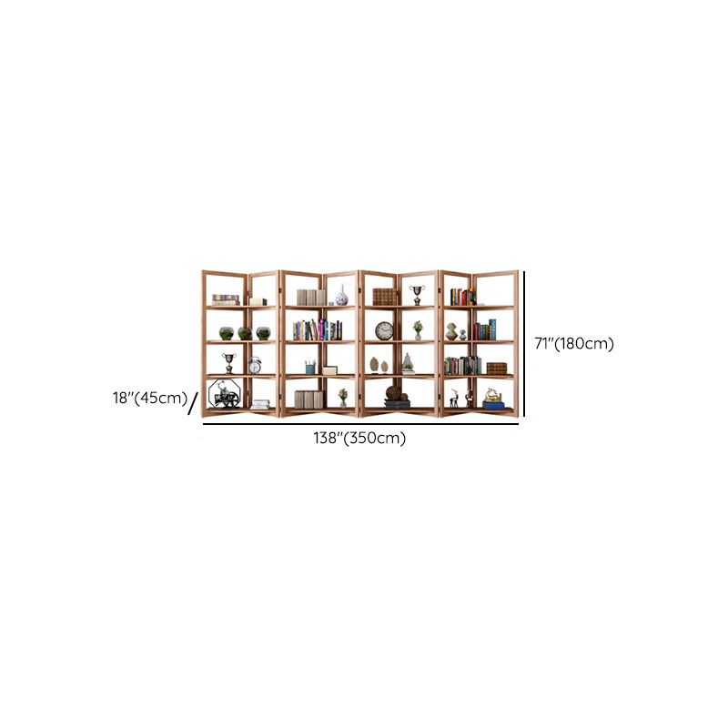 Open Back Folding Bookshelf Wood Contemporary Bookcase for Home