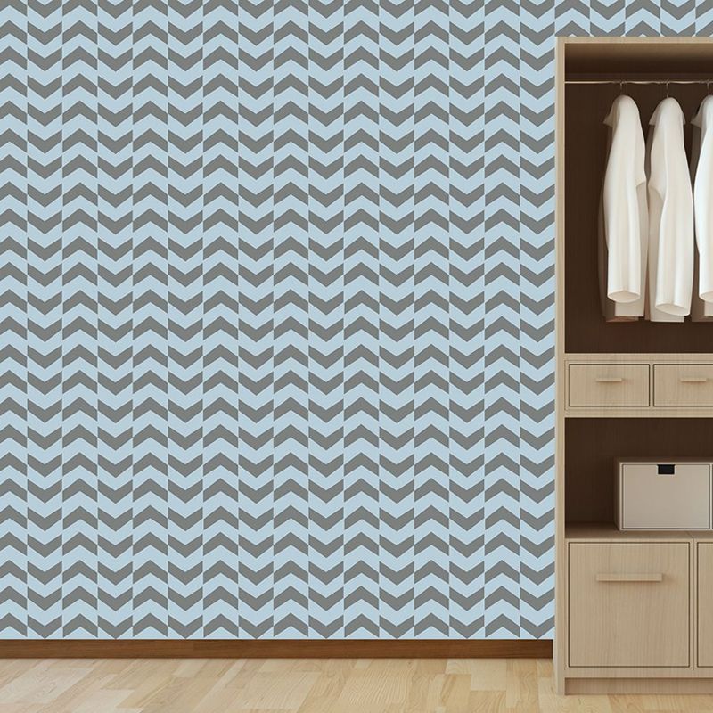 Simple Arrow Print Wallpaper Panels Blue Living Room Self-Adhesive Wall Art, 4' L x 20.5" W