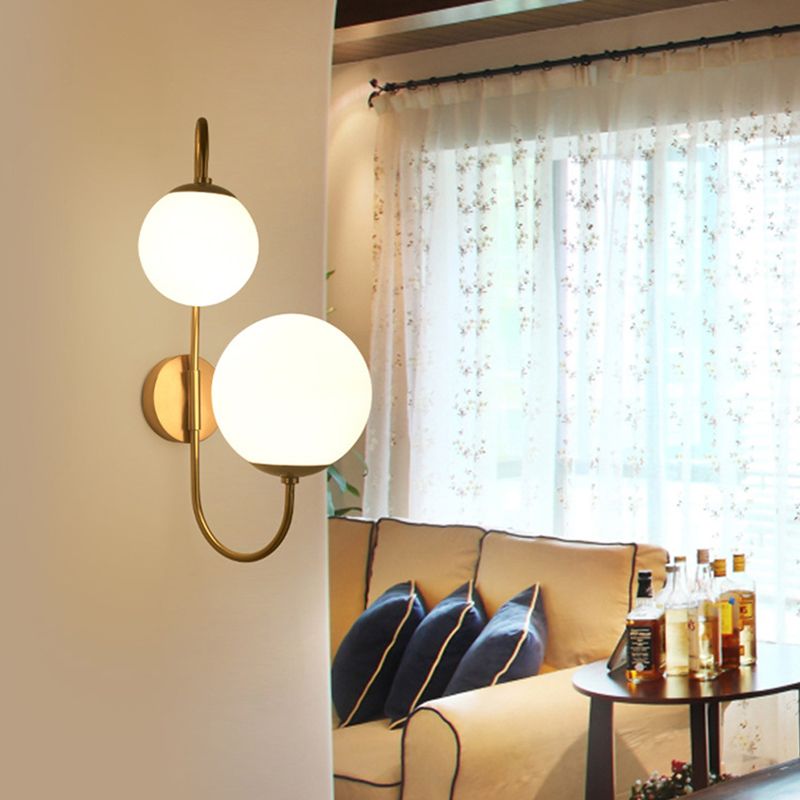 Illuminazione con applique a parete a sfera, vetro contemporaneo a 2 teste montate a parete lampada