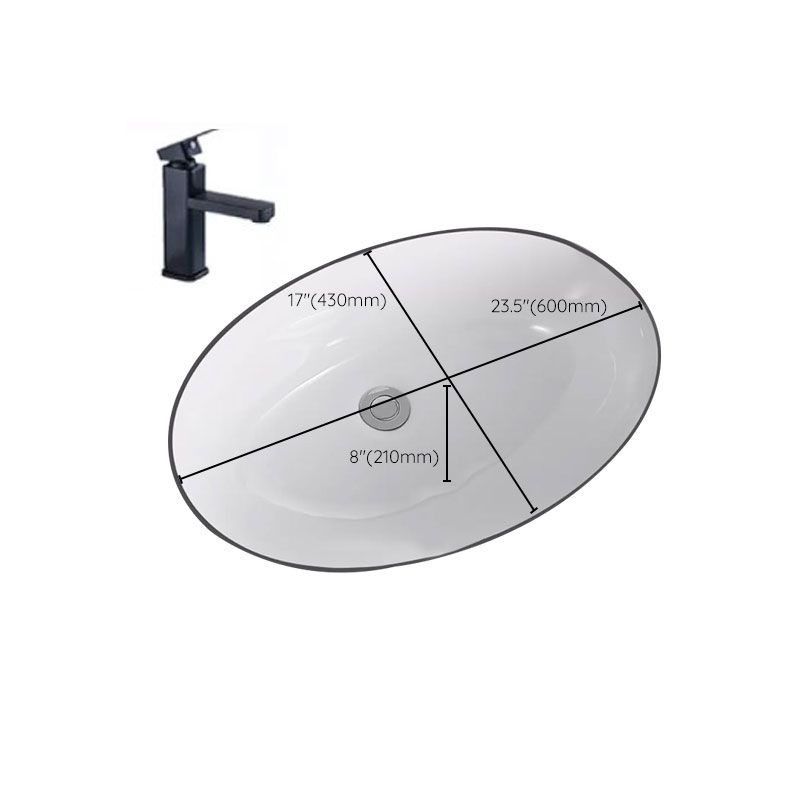Traditional Undermount Vanity Sink Porcelain Rectangular with Pop-Up Drain Vessel Sink