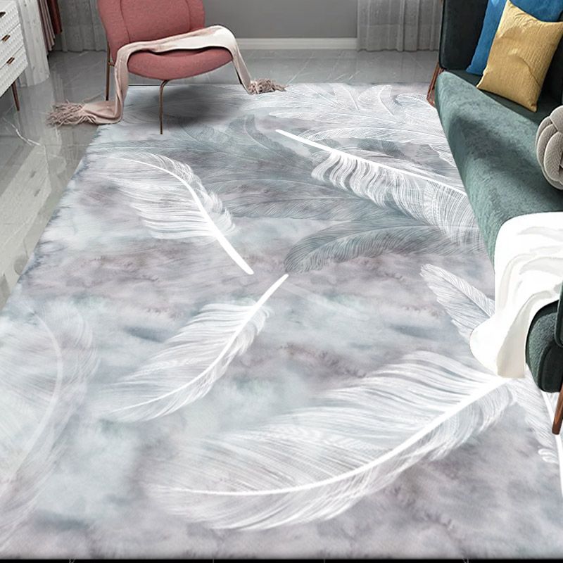 Solid Color Home Decoration Carpet Simplicity Feather Area Rug Polyester with Non-Slip Backing Rug