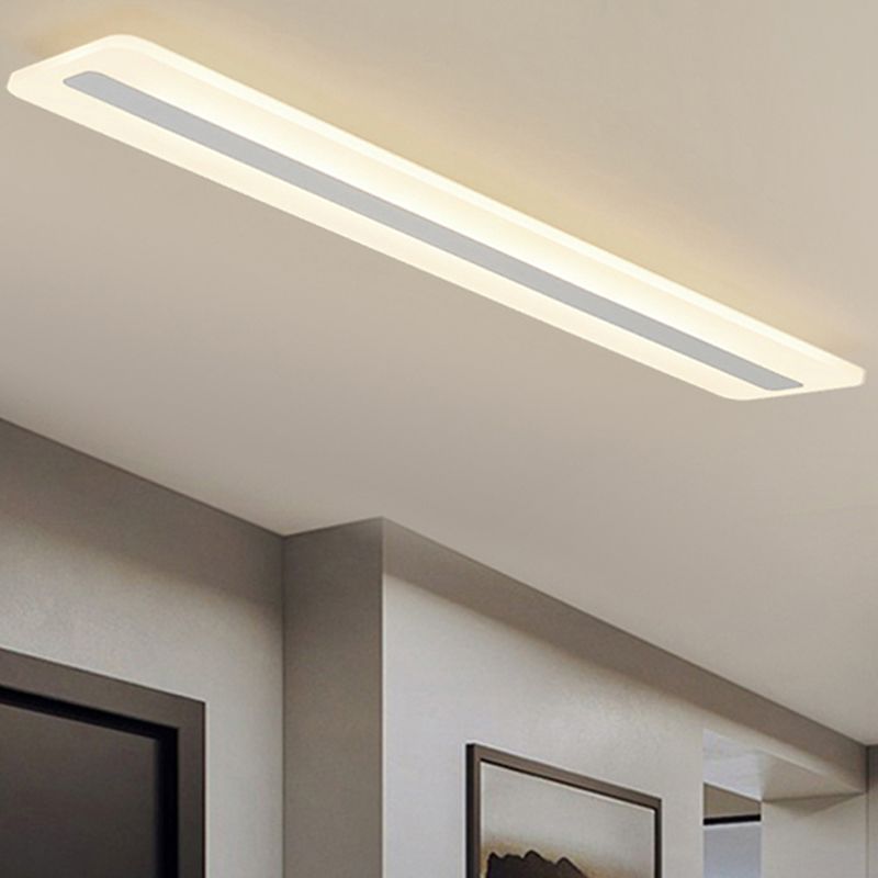 Plafonnier encastré linéaire en métal, plafonnier moderne à 1 lumière, blanc