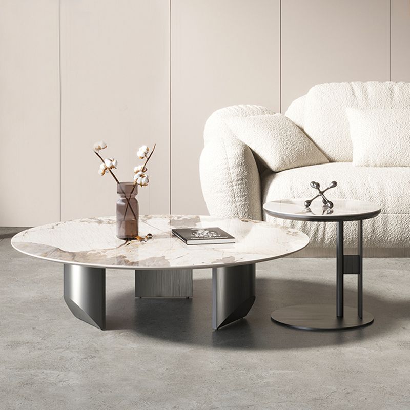 Slate Round Coffee Table Minimalist Coffee Table for Living Room