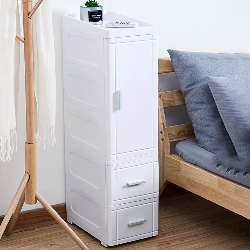 37.4" H Nightstand Plastic Night Table with 1 Door and 2/3-Drawer