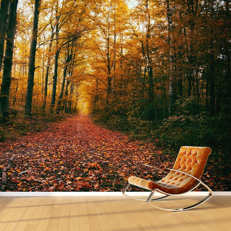 Yellow Forest Mural for Sleeping Room Moisture Resistant, Custom Size Available