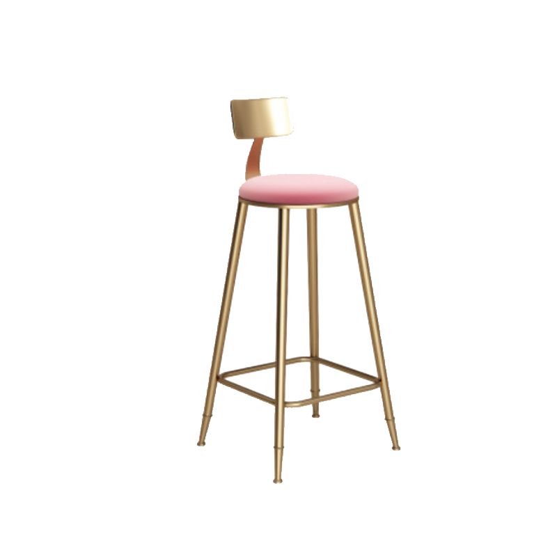 Glam Armless Backrest Counter Stool Iron Bar Stool with Cushion for Milk Tea Shop