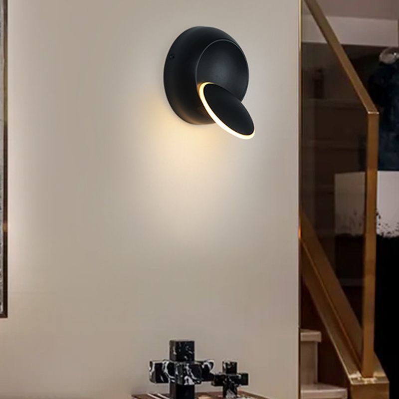 Nordic Style Aluminum Wall Light Round Rotatable LED Wall Sconce for Bedroom