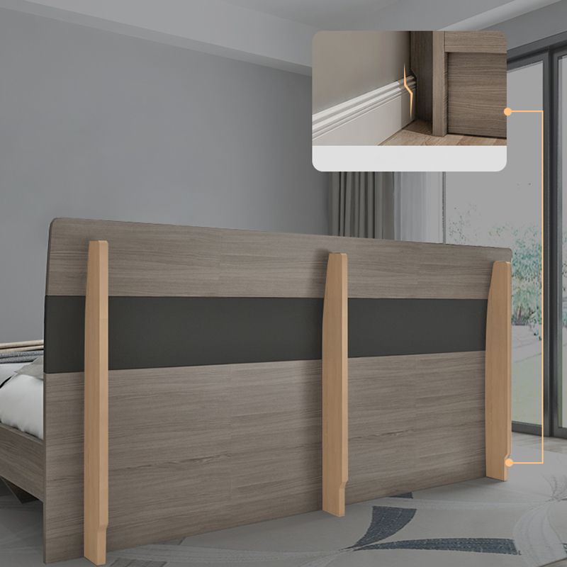Modern Style Wood Panel Standard Bed with Rectangular Headboard