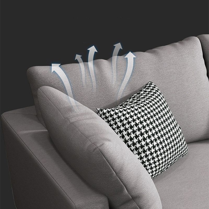 Fabric Modern L-shape Sectional Square Arm Sofa & Chaise with Pillows