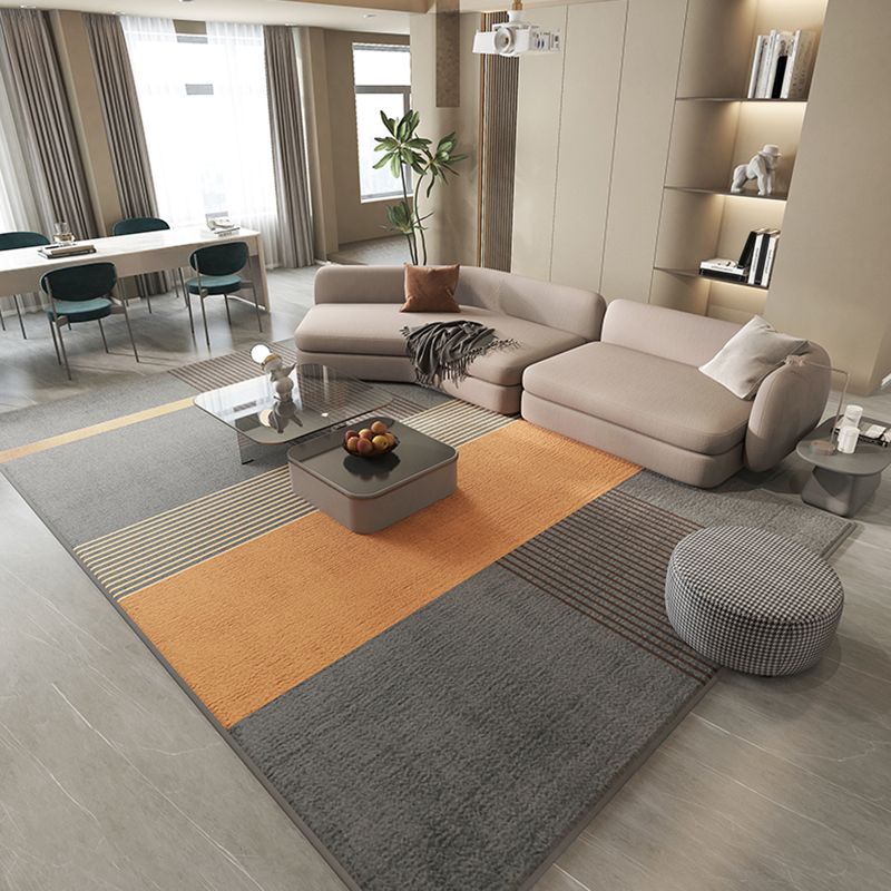 Rectangle Indoor Rug Contemporary Color Block Area Rug Non-Slip Backing Living Room Rug
