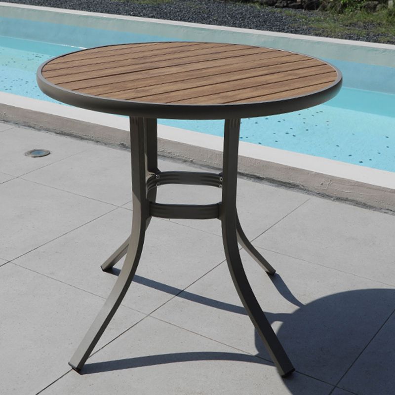 Modern Artificial Wood Courtyard Table Geometric Waterproof Outdoor Table