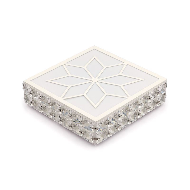 Plafonnier LED carré de style créatif et moderne, plafonnier en cristal avec trou de 2.5 à 3.5 pouces de diamètre