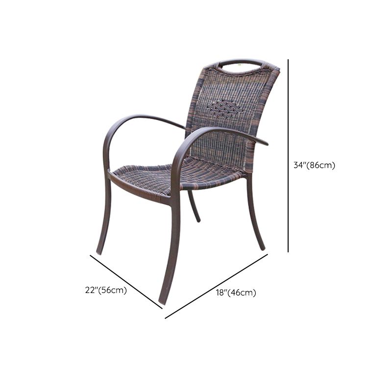 Tropical Rattan Patio Dining Open Back Outdoors Dining Chairs