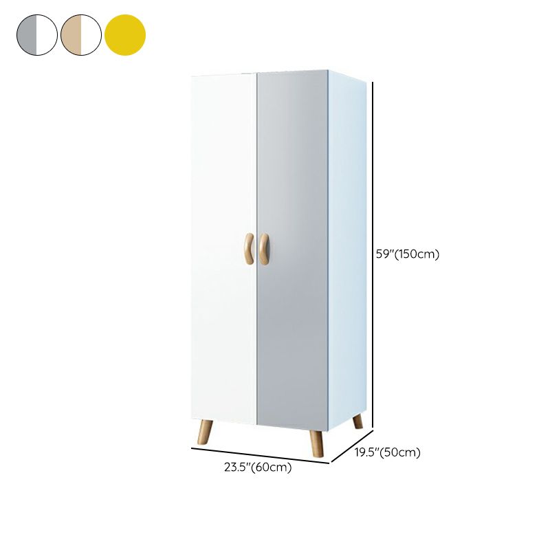 Matte Finish Cabinet with Clothes Rail Modern Hinged Door Wardrobe for Home