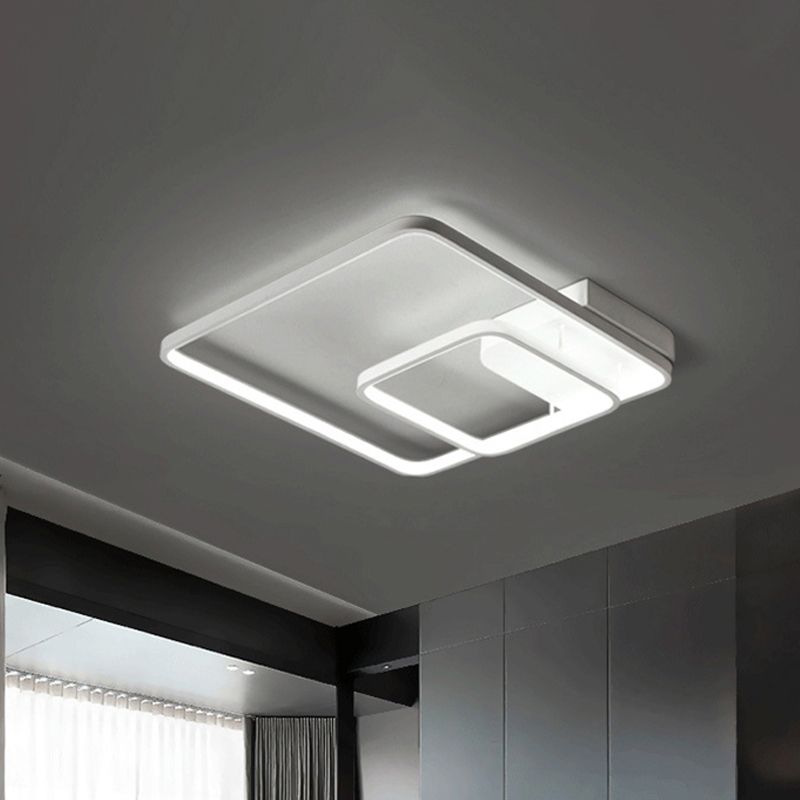 Éclairage de plafond semi-fluste blanc à 2 niveaux LED ACRIMÉE ACRYLIQUE LED IMPILIER LEMPRIMENT EN LIGHTE CHAUD / BLANC, 16,5 "/20,5" de large