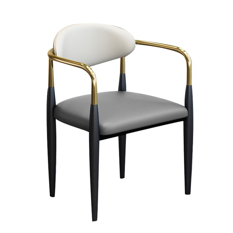 Modern Upholstered Dining Arm Chair Open Back Dining Side Chair