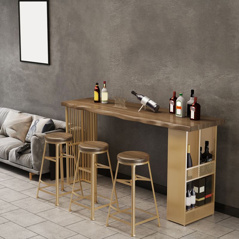 Rectangle Solid Wood Top Bar Dining Table Contemporary Bar Height Table with Storage Base