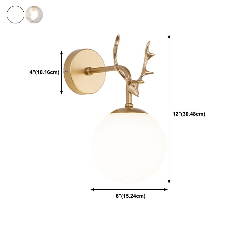 Glass Spherical Shape Wall Light Modern Style 1 Light Wall Mount Fixture for Living Room