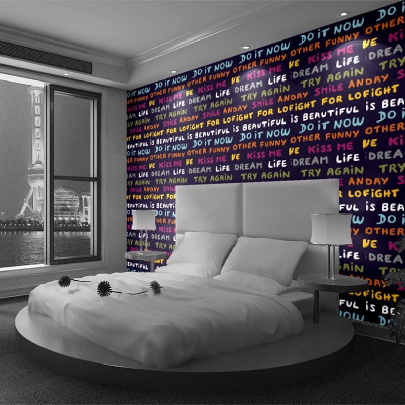 English Letters Non-Pasted Wallpaper 21" by 33' Fashion and Original in Multi-color