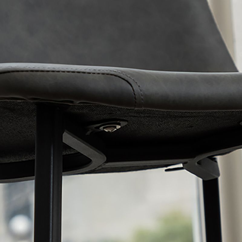Modern Style Bar-stool Bucket Leather Seat Barstool with Footrest and Iron Legs