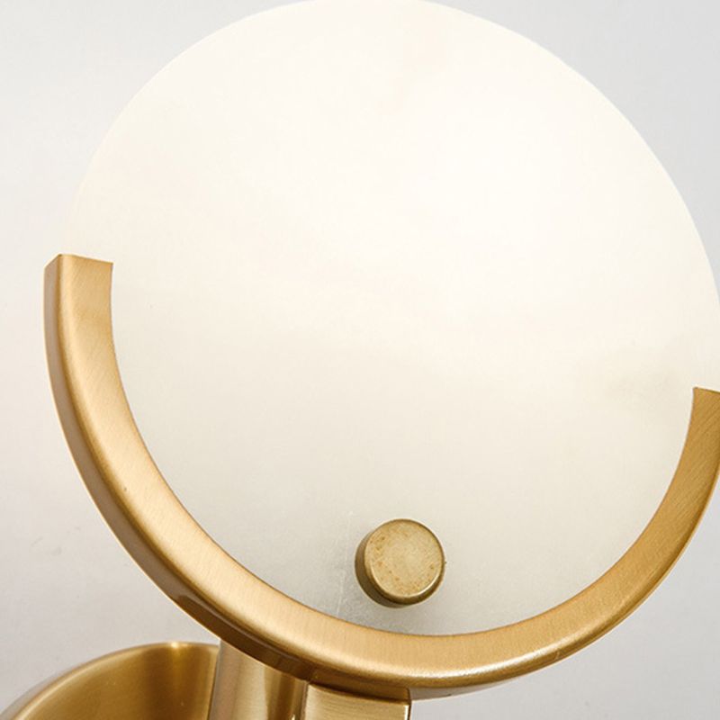 Stone Round Sconce Light Contemporary 1 Head Wall Mount Lighting in Gold