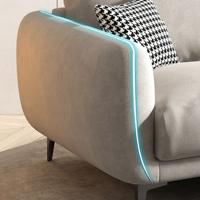 Velvet Modern Standard Sofa 35.5"W Square Arm Sofa with Bolster Pillows for Living Room