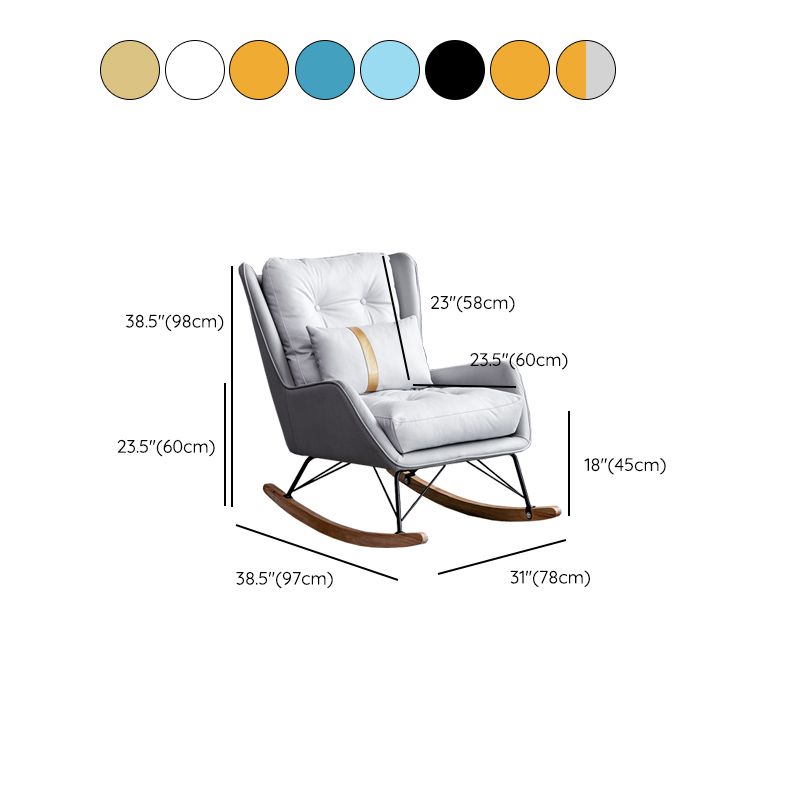 Modern Rocker Tufted Cushions Patchwork Fabric Rocking Chair with Pillow