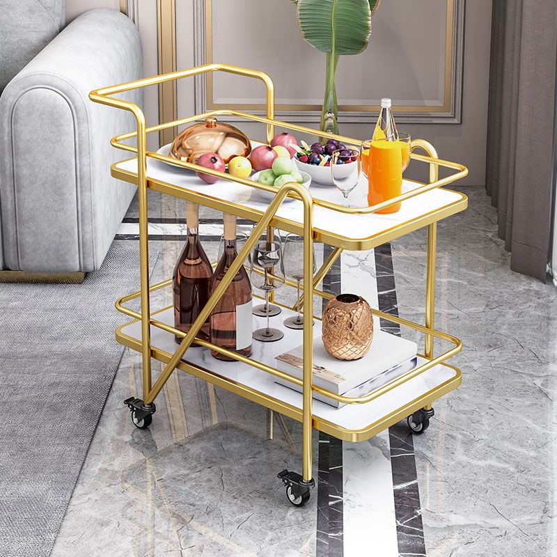 Contemporary Rolling Rectangular Prep Table Metal Prep Table for Home Use