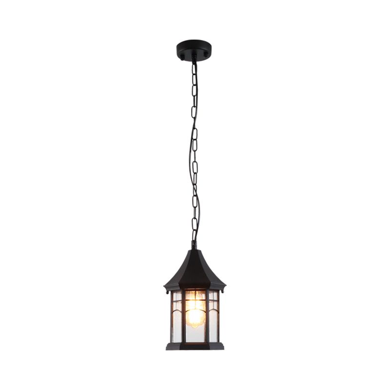 Pavillon Clear Bubble Glass Pendants Farmhouse 1-Light Balcony Suspension Lampe en noir