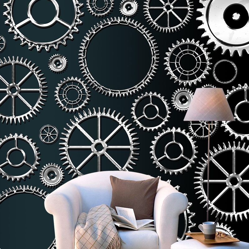 Industrial Metal Gears Mural Eco-friendly Wallpaper for Home