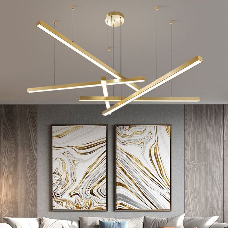 Illuminazione lampadario a forma di barla semplicità in metallo soggiorno a led luce del soffitto appeso