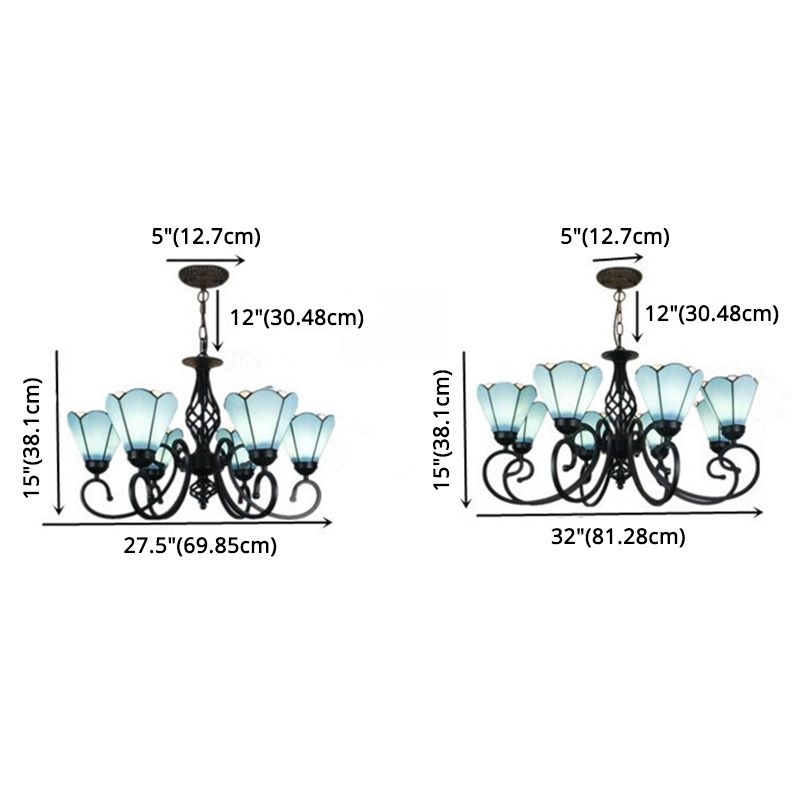 Lumo floreale vintage Luce artigianale in vetro artigianale per la sala
