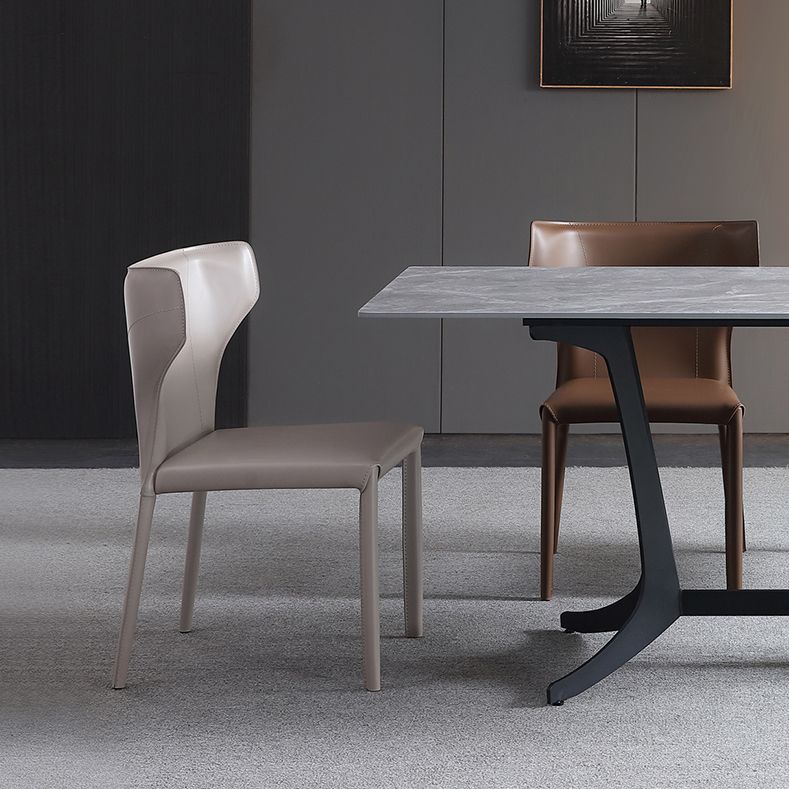 Moderne eigentijdse lederen eetkamerstoel Pure Color Wingback Side stoel