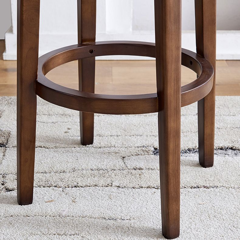 Contemporary Design Solid Wood Bar Stools Wicker Backless Stools