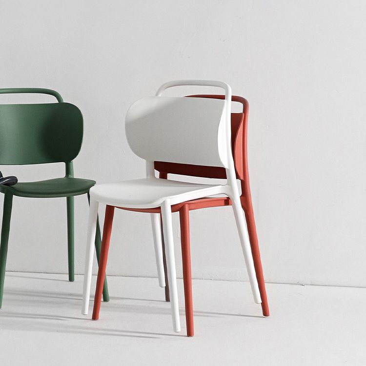 Sillas de comedor de plástico contemporáneas, silla sin brazos con respaldo abierto (juego de 2)